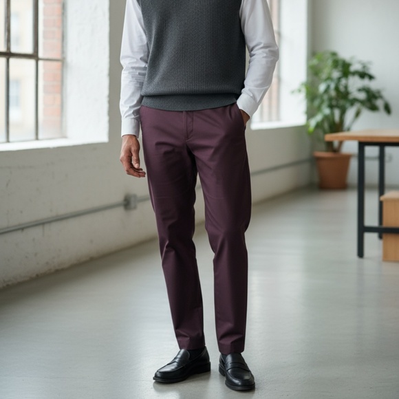 Perry Ellis Portfolio Very Slim Burgundy 36x32 - Picture 3 of 12